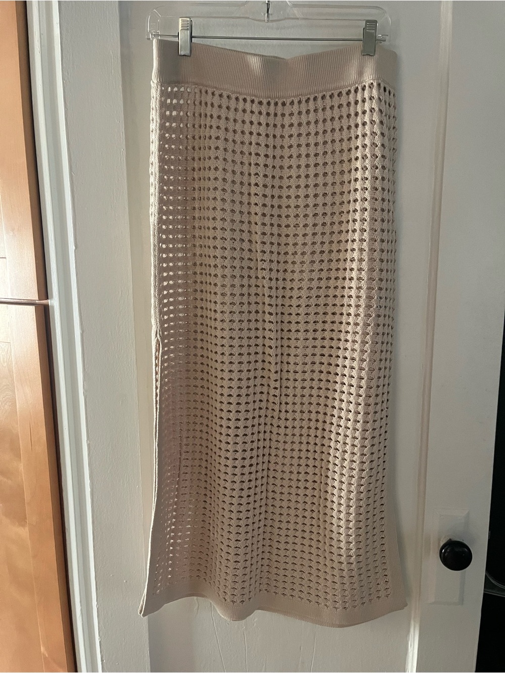 Lands' End Beige Crochet Maxi Skirt